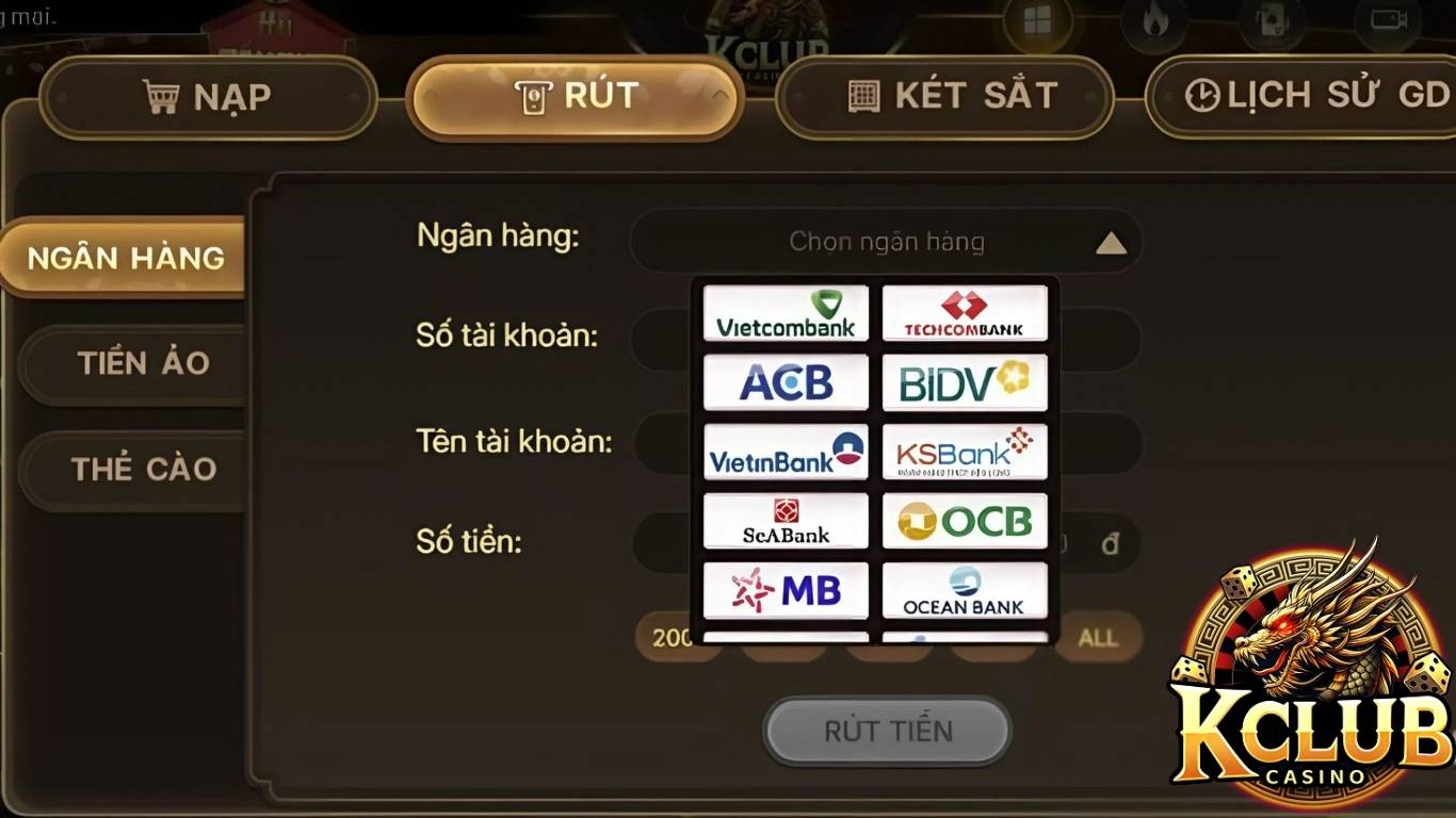 Hướng dẫn nạp tiền và rút tiền Kclub